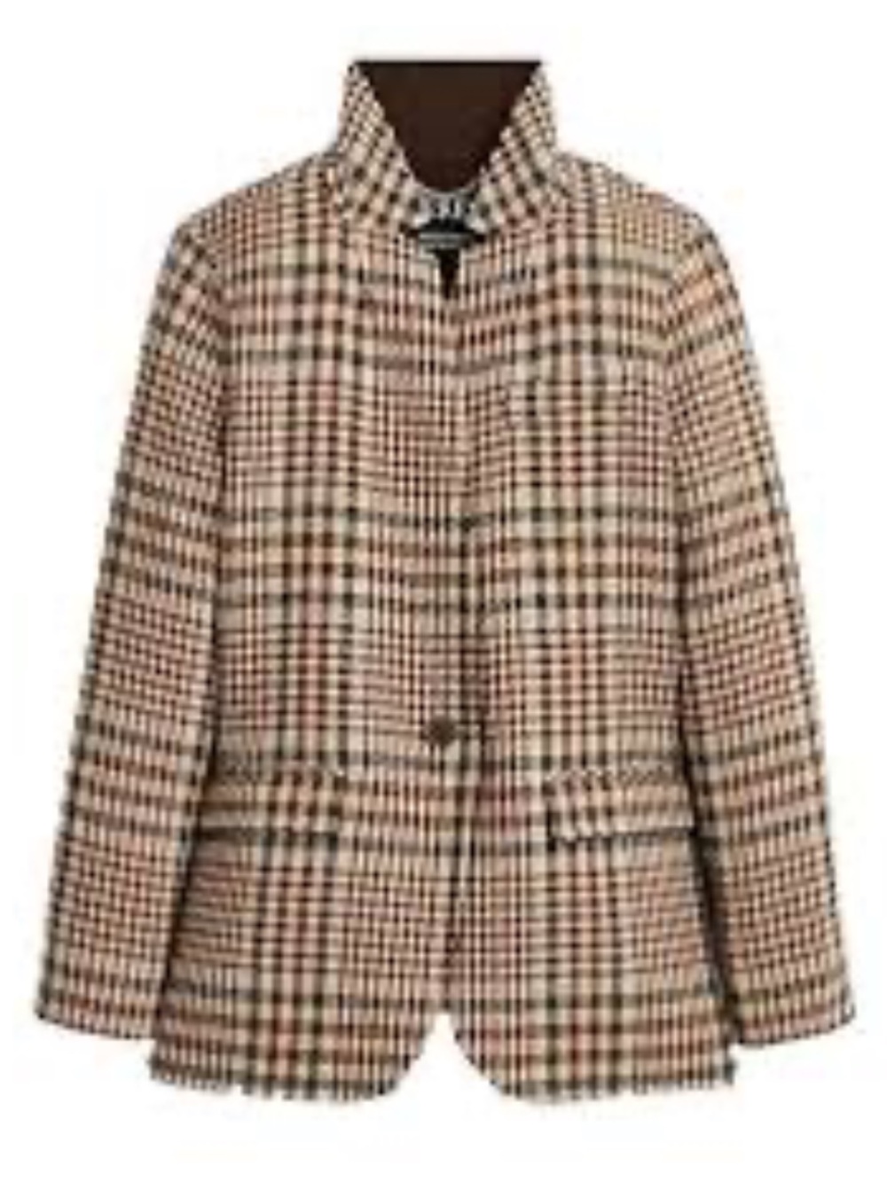 J. Crew Brown and Cream Checked Peacoat